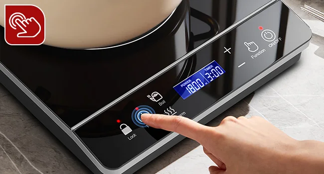 Portable Induction Cooktop 1800W, 20 Modes, 3H Timer, Touch Control, Child Lock, Auto Shut-off, ETL Certified