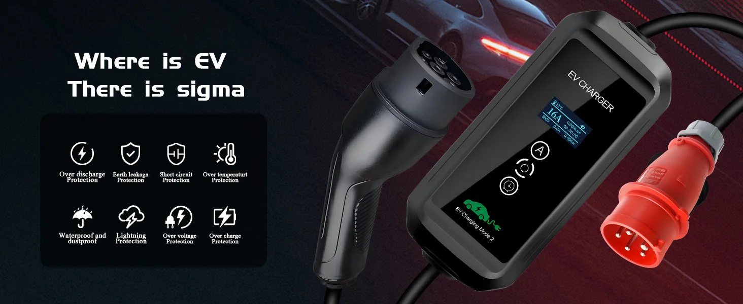 Kolanky 11KW 16A 3P Type 2 Portable EV Charger EVSE Charging Cable 10m Electric Vehicle Car