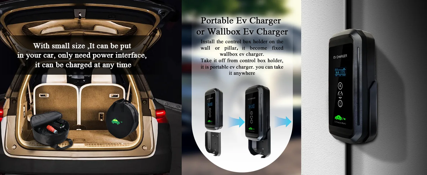 Kolanky 11KW 16A 3P Type 2 Portable EV Charger EVSE Charging Cable 10m Electric Vehicle Car