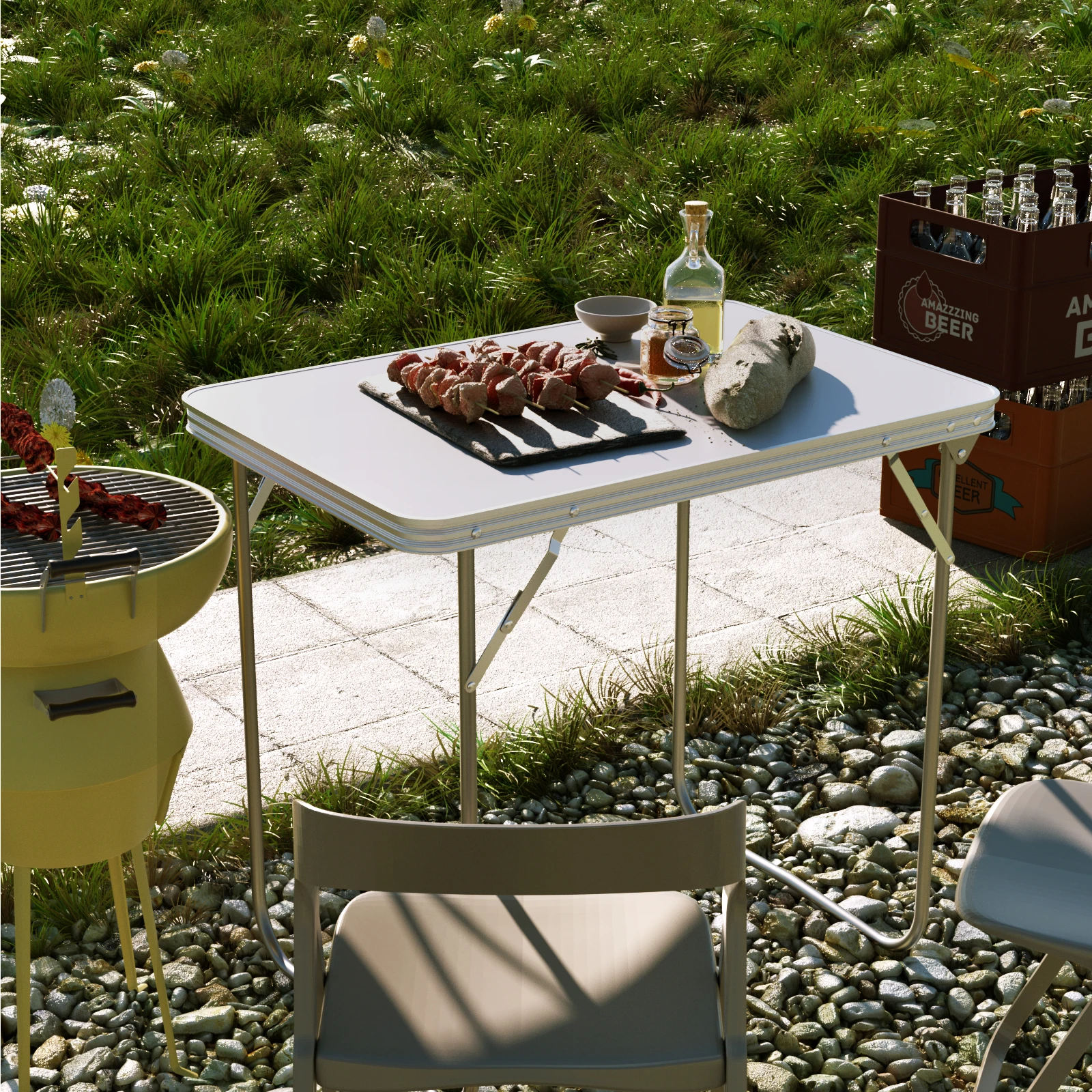 DayPlus Folding Table Heavy Duty Garden Party Picnic Trestle Indoor Outdoor Camping Catering Camping Picnic BBQ Party Table