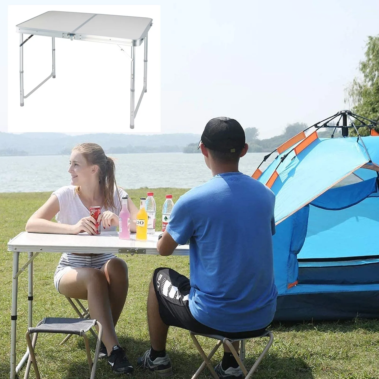DayPlus Folding Table Heavy Duty Garden Party Picnic Trestle Indoor Outdoor Camping Catering Camping Picnic BBQ Party Table