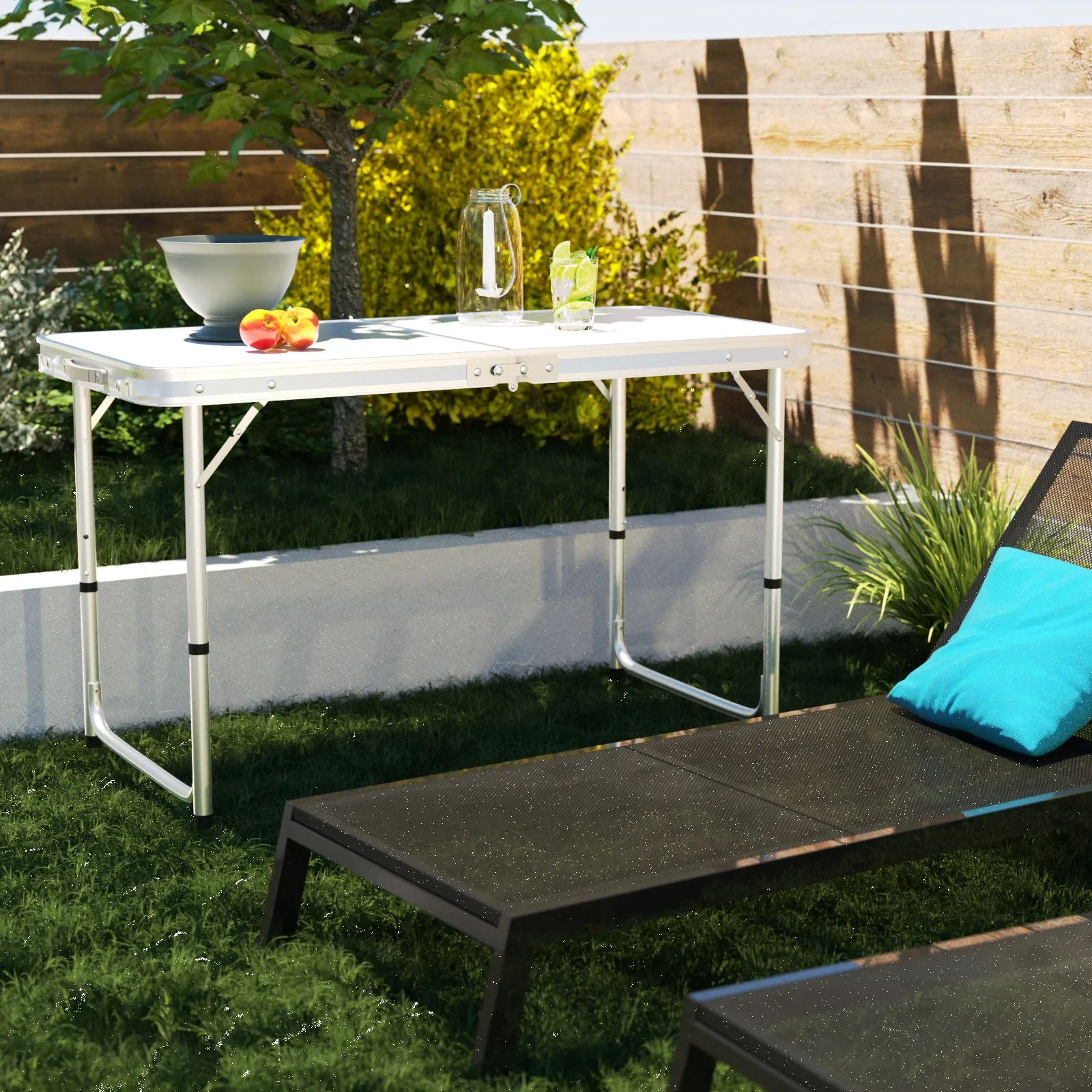 DayPlus Folding Table Heavy Duty Garden Party Picnic Trestle Indoor Outdoor Camping Catering Camping Picnic BBQ Party Table