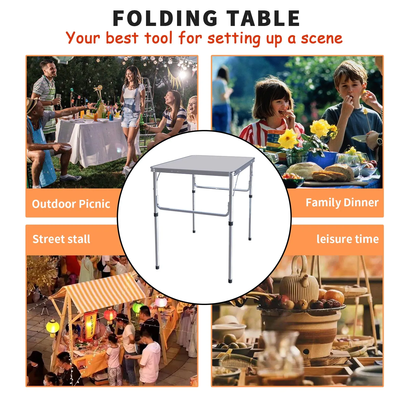 DayPlus Folding Table Heavy Duty Garden Party Picnic Trestle Indoor Outdoor Camping Catering Camping Picnic BBQ Party Table