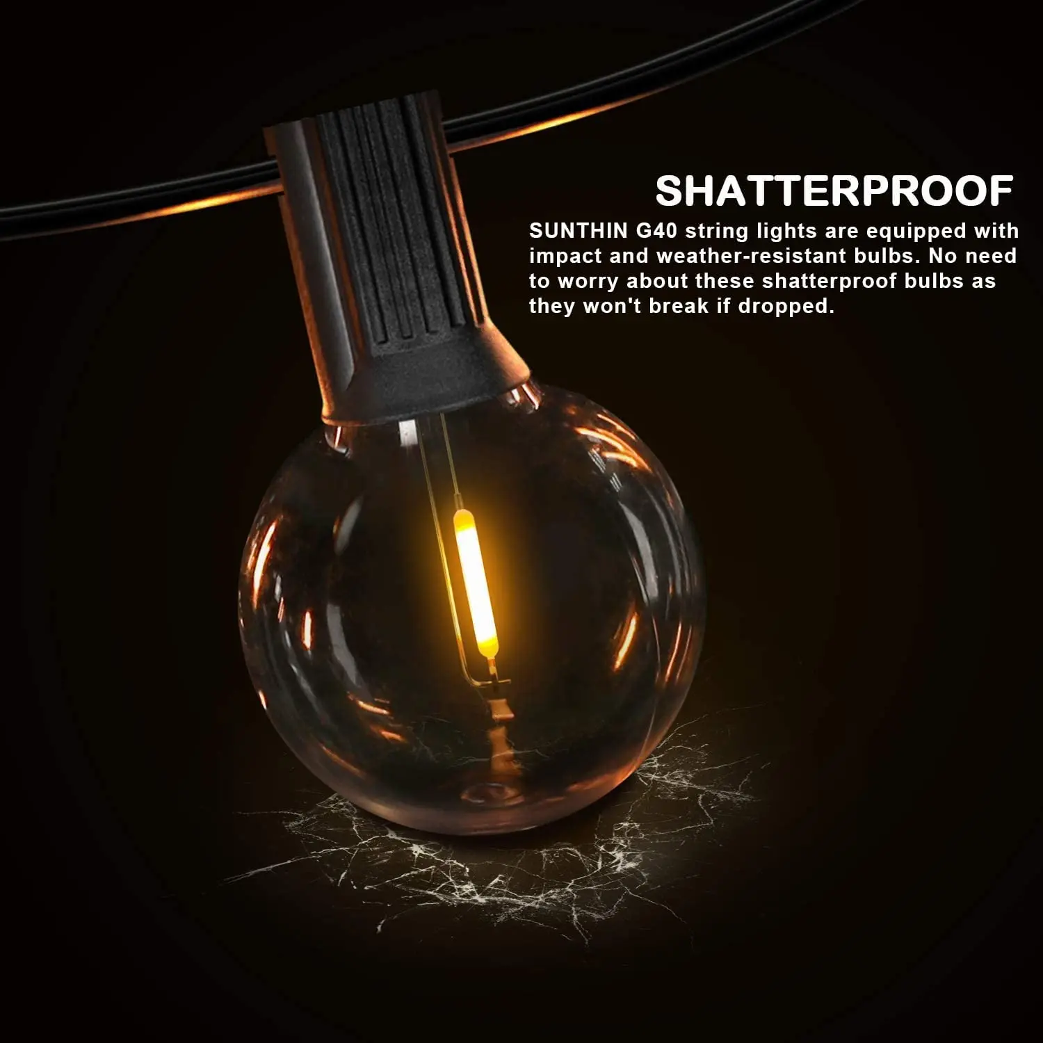 Outdoor LIGHT, 15M LED light string with 50 light bulbs, IP44 waterproof outdoor and indoor decorative light  used for garden