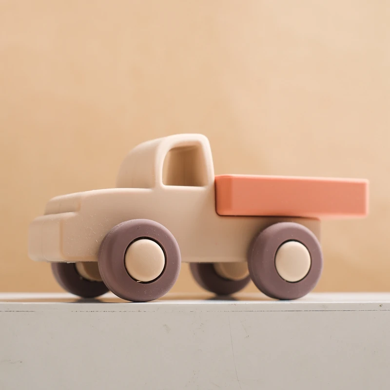 Montessori Baby Silicone Car Toys 0 12 Months Newborn Baby Things Silicone Baby Teether Toy Car Educational Toy Silicone Blocks