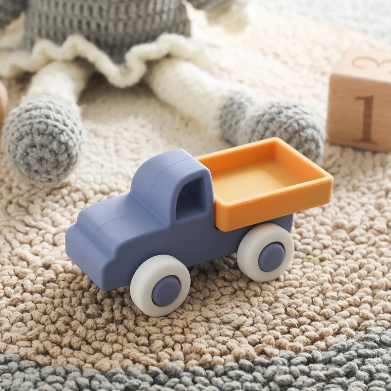 Montessori Baby Silicone Car Toys 0 12 Months Newborn Baby Things Silicone Baby Teether Toy Car Educational Toy Silicone Blocks