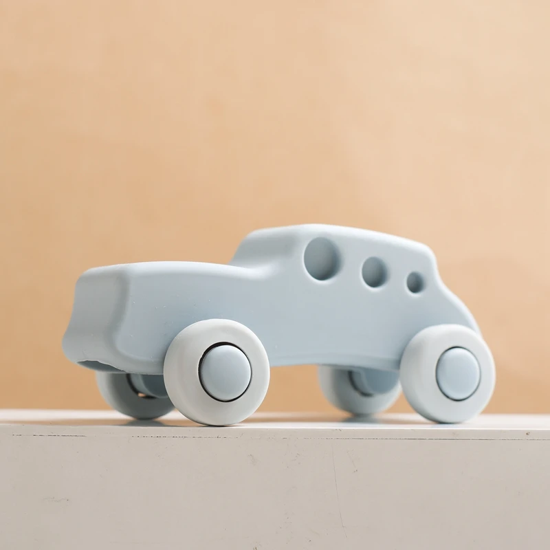 Montessori Baby Silicone Car Toys 0 12 Months Newborn Baby Things Silicone Baby Teether Toy Car Educational Toy Silicone Blocks