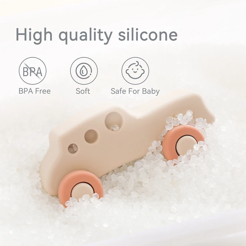 Montessori Baby Silicone Car Toys 0 12 Months Newborn Baby Things Silicone Baby Teether Toy Car Educational Toy Silicone Blocks
