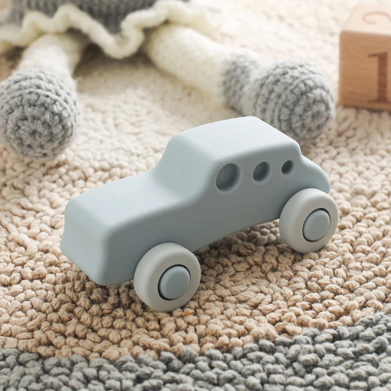 Montessori Baby Silicone Car Toys 0 12 Months Newborn Baby Things Silicone Baby Teether Toy Car Educational Toy Silicone Blocks