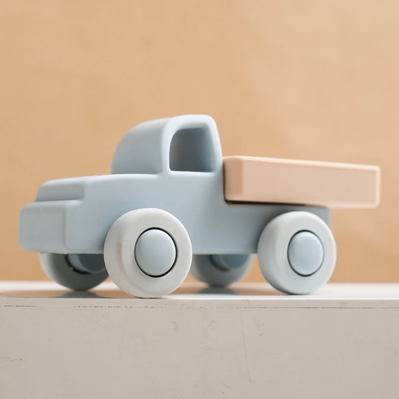 Montessori Baby Silicone Car Toys 0 12 Months Newborn Baby Things Silicone Baby Teether Toy Car Educational Toy Silicone Blocks