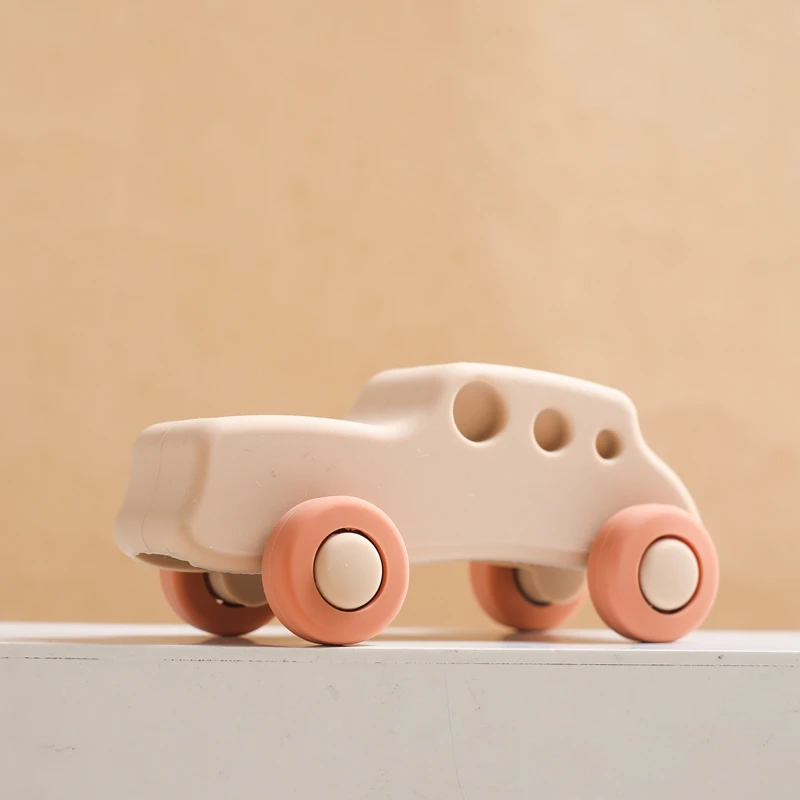 Montessori Baby Silicone Car Toys 0 12 Months Newborn Baby Things Silicone Baby Teether Toy Car Educational Toy Silicone Blocks