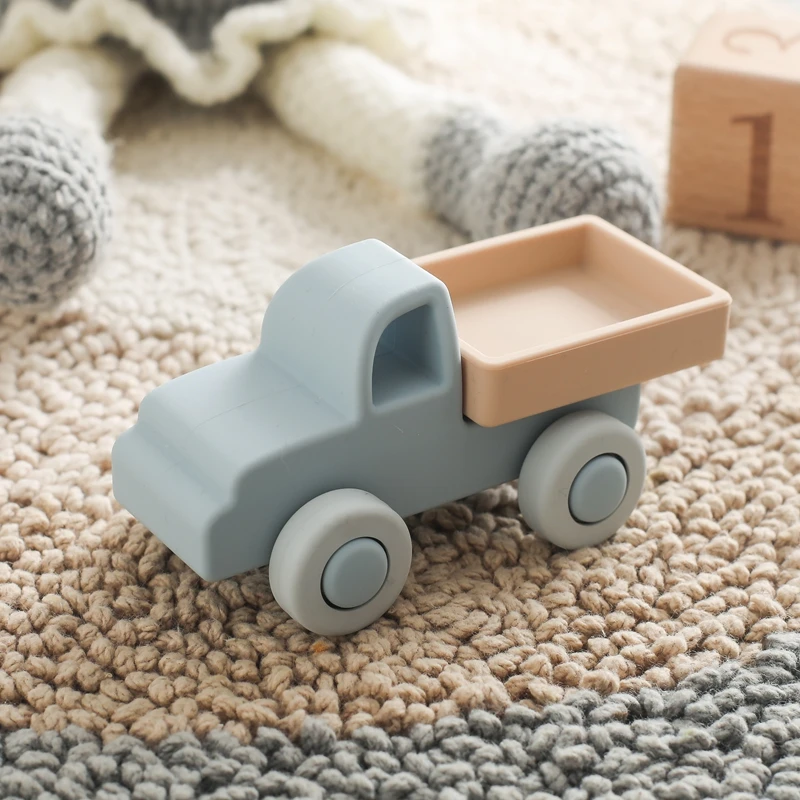 Montessori Baby Silicone Car Toys 0 12 Months Newborn Baby Things Silicone Baby Teether Toy Car Educational Toy Silicone Blocks