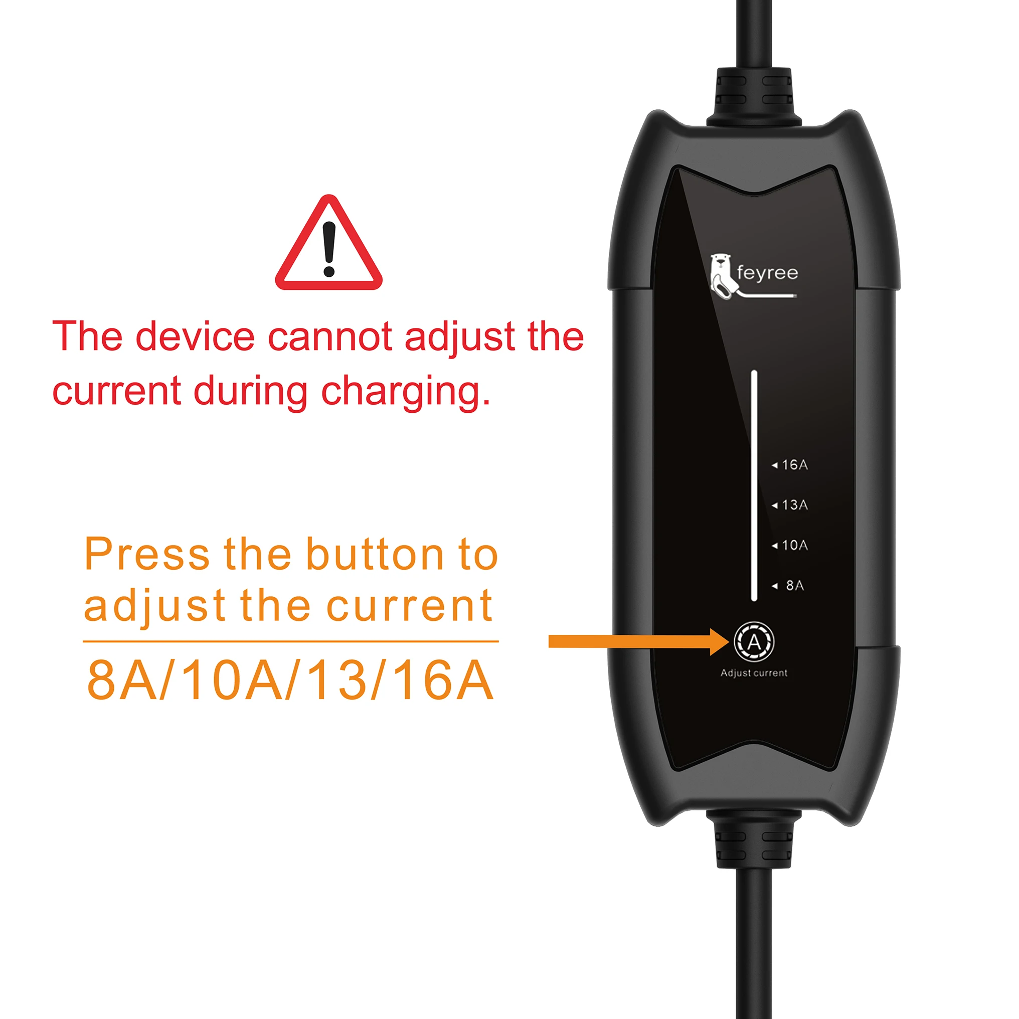 Feyree Type2 3.5KW 16A 1Phase EV Charger Portable Charging Box Current Adjustable 5m Cable Charging Station for Electric Vehicle