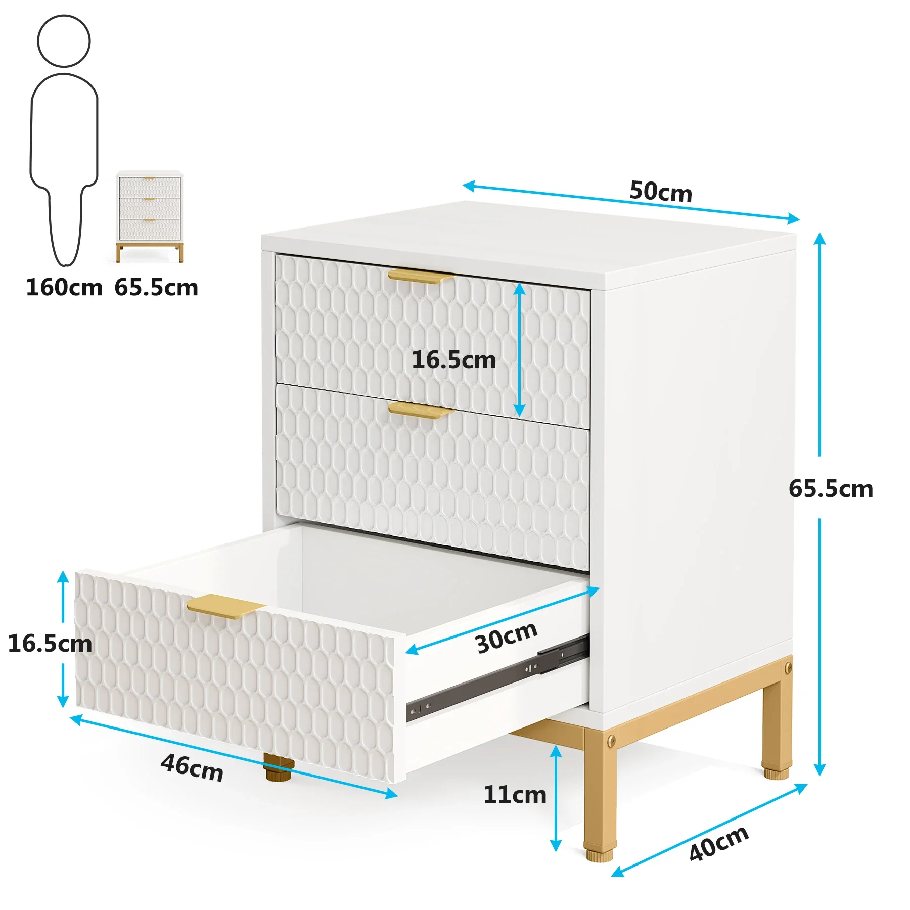Tribesigns Modern Nightstand, 25.8" Tall Bedside Table with 3 Drawers, Contemporary End Side Table with Storage for Bedroom