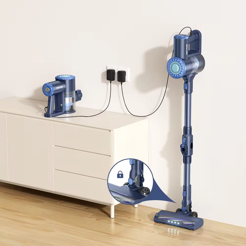 PrettyCare W400 Cordless Vacuum Cleaner 25KPA Suction Powerful Handheld Vacuum Cleaner 40 Minutes Running Time 3 Pcs Brush Set