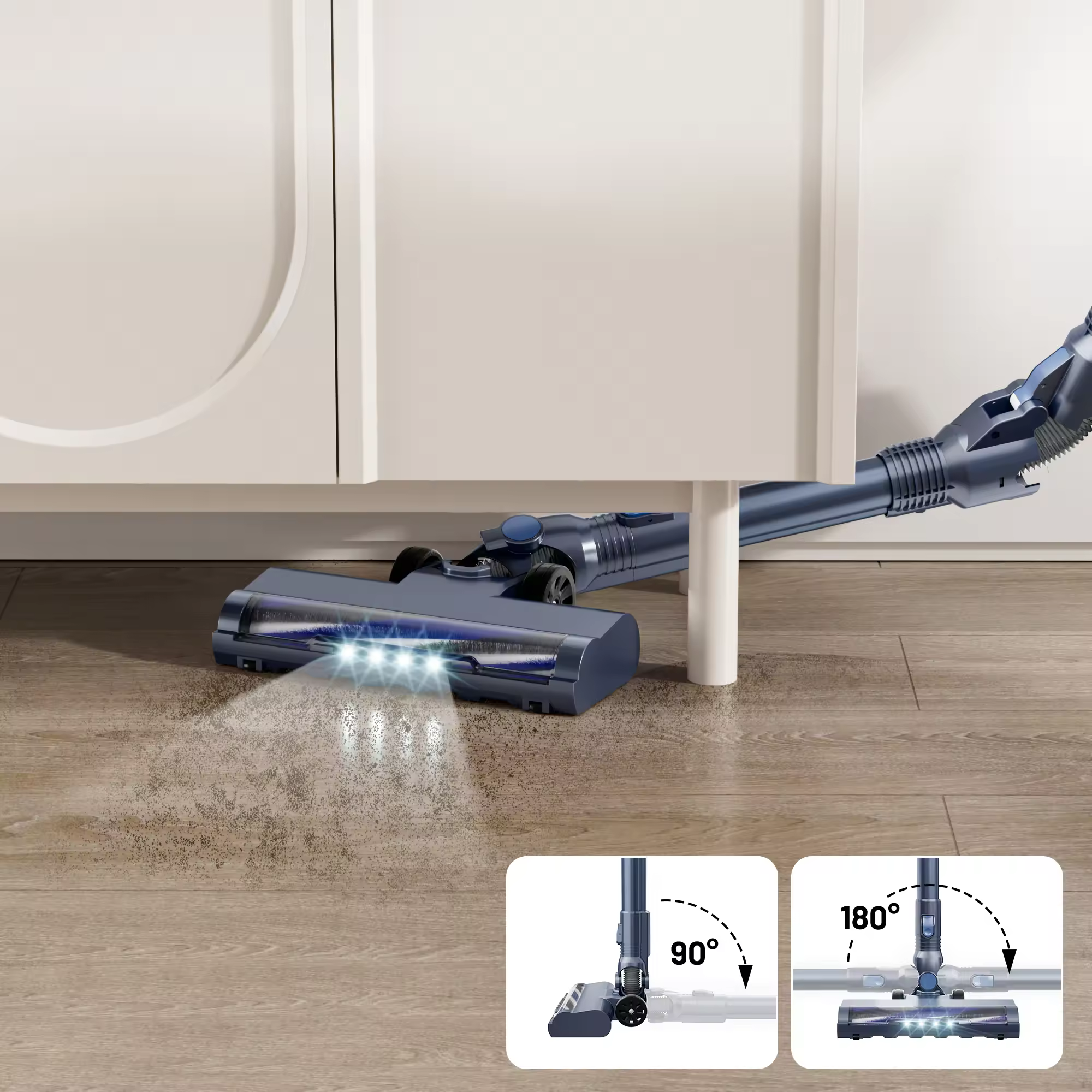 PrettyCare W400 Cordless Vacuum Cleaner 25KPA Suction Powerful Handheld Vacuum Cleaner 40 Minutes Running Time 3 Pcs Brush Set