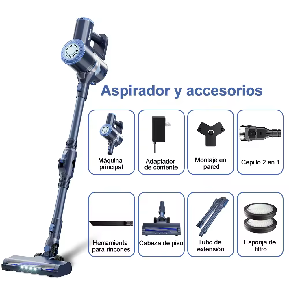 PrettyCare W400 Cordless Vacuum Cleaner 25KPA Suction Powerful Handheld Vacuum Cleaner 40 Minutes Running Time 3 Pcs Brush Set