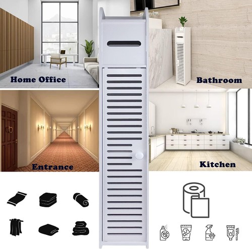 Bathroom Storage Cabinet 3 Tier Floor Cabinet Organizer with Door Free-Standing Toilet Roll Holder Narrow Toilet Storage Cabinet