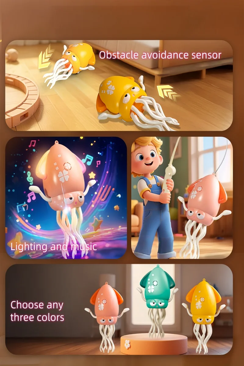 New and Unique Magical Dancing Octopus Electric Squid Sensing and Evading Obstacles Octopus Children Stress-Relieving Fishing