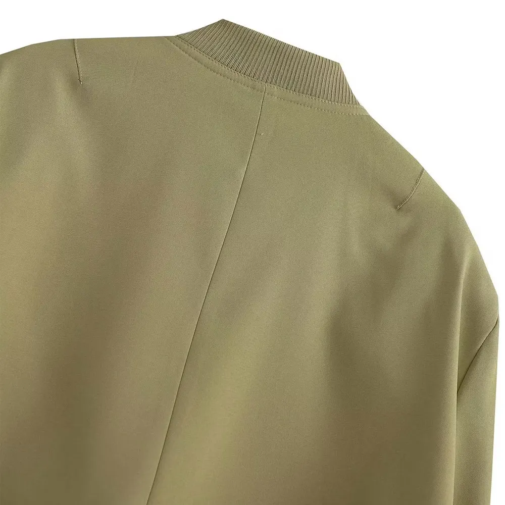 Women Fashion With Pockets Bomber Jacket Coats Vintage Long Sleeve Front Button Casual Female Outerwear Chic Tops
