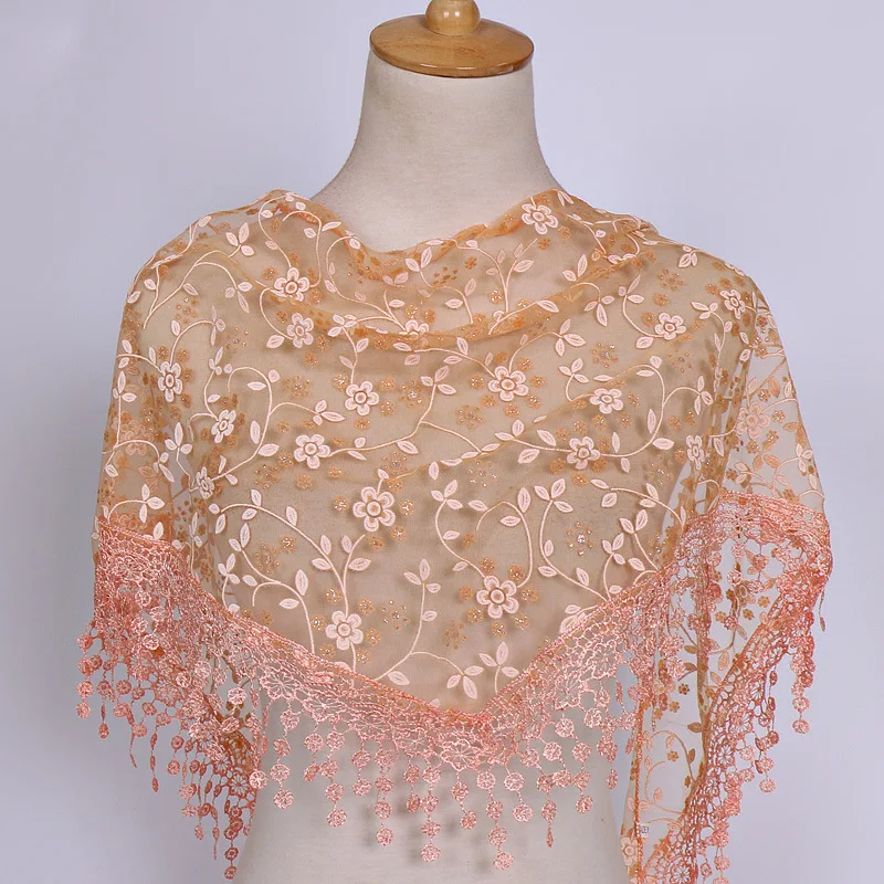 BOHOWAII Foulard Femme Fashion Bufandas Women Hijab Triangle Lace Veil Tulle Scarf Shawl Hollow Out Voile Femme Musulman