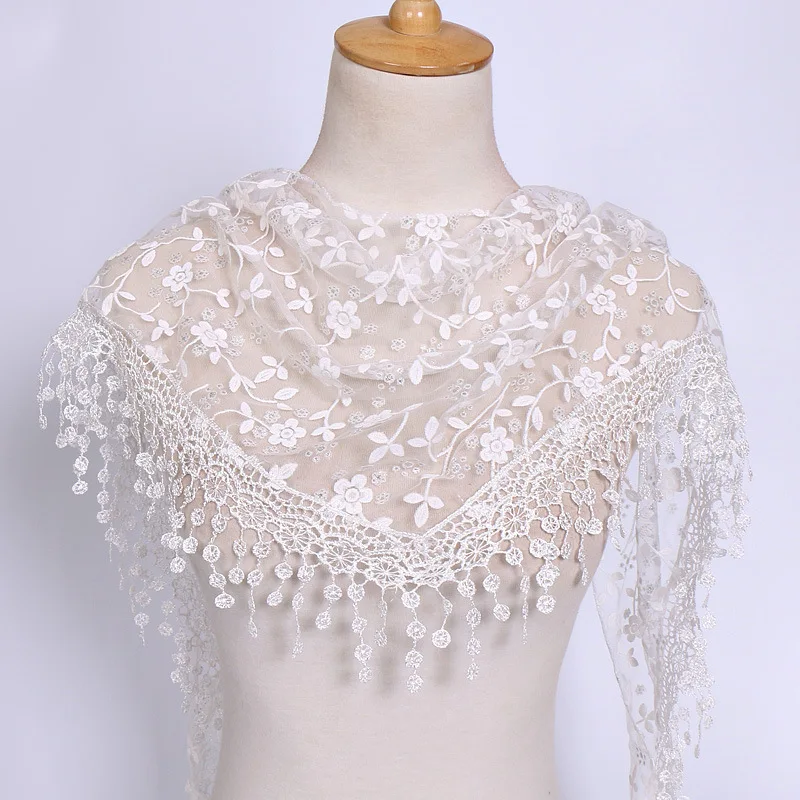 BOHOWAII Foulard Femme Fashion Bufandas Women Hijab Triangle Lace Veil Tulle Scarf Shawl Hollow Out Voile Femme Musulman