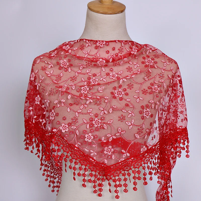 BOHOWAII Foulard Femme Fashion Bufandas Women Hijab Triangle Lace Veil Tulle Scarf Shawl Hollow Out Voile Femme Musulman