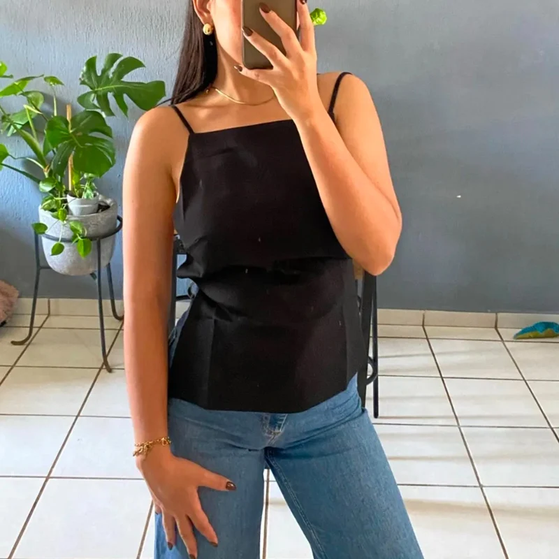 HXAO Sexy Women Slip Top Backless Lady Top 2024 Summer New Square Collar Camisole Solid Fashion Casual Chic Women Clothing