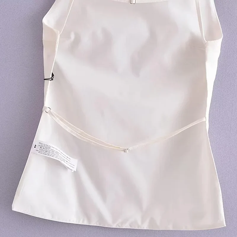 HXAO Sexy Women Slip Top Backless Lady Top 2024 Summer New Square Collar Camisole Solid Fashion Casual Chic Women Clothing