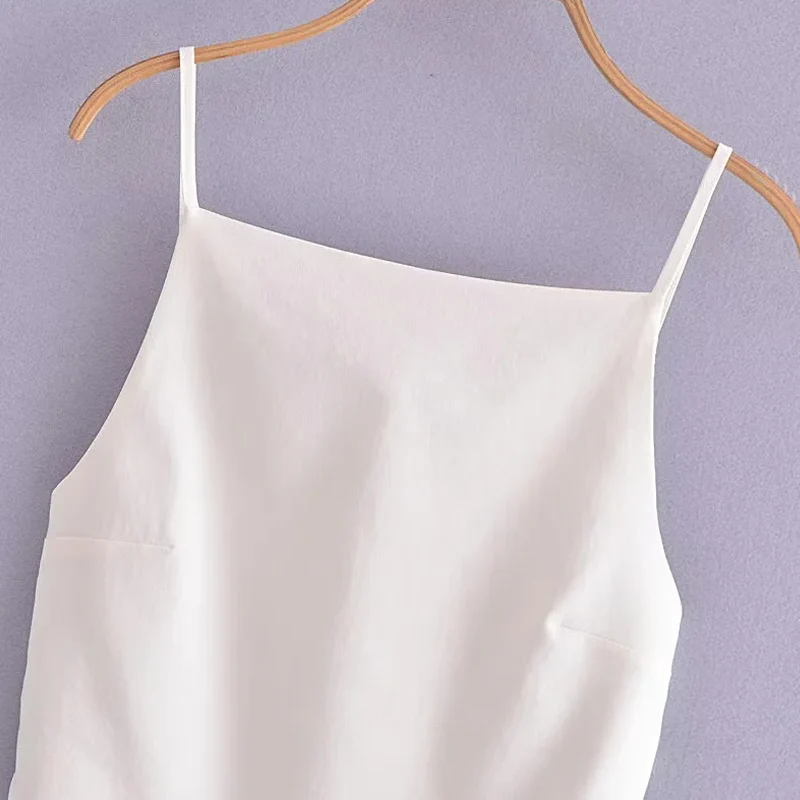 HXAO Sexy Women Slip Top Backless Lady Top 2024 Summer New Square Collar Camisole Solid Fashion Casual Chic Women Clothing