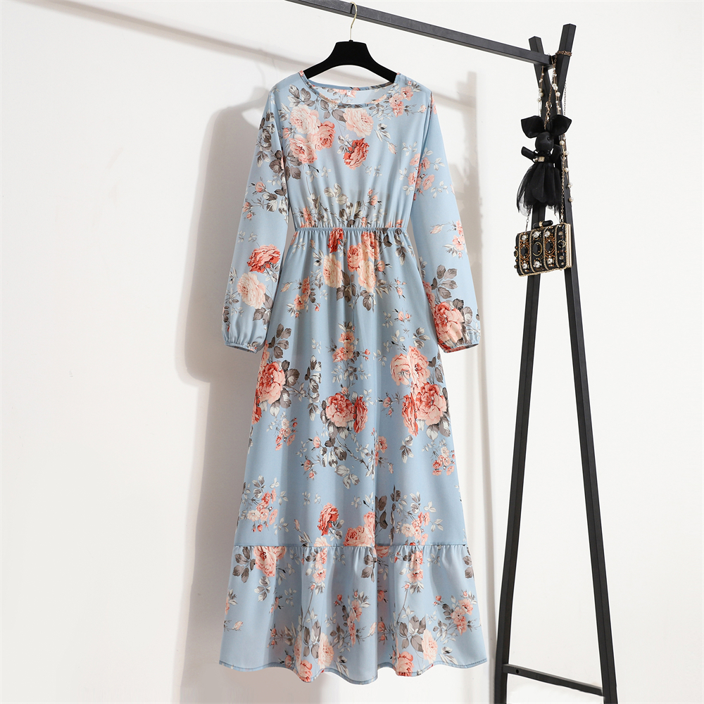 Spring Summer Women Maxi Dresses Casual Full Sleeve Floral Printed O-neck Woman Bohe Beach Party Long Dress Mujer Vestidos