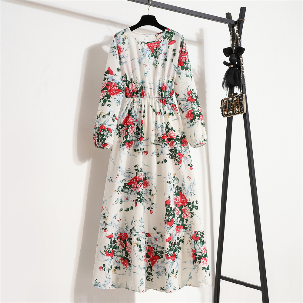 Spring Summer Women Maxi Dresses Casual Full Sleeve Floral Printed O-neck Woman Bohe Beach Party Long Dress Mujer Vestidos