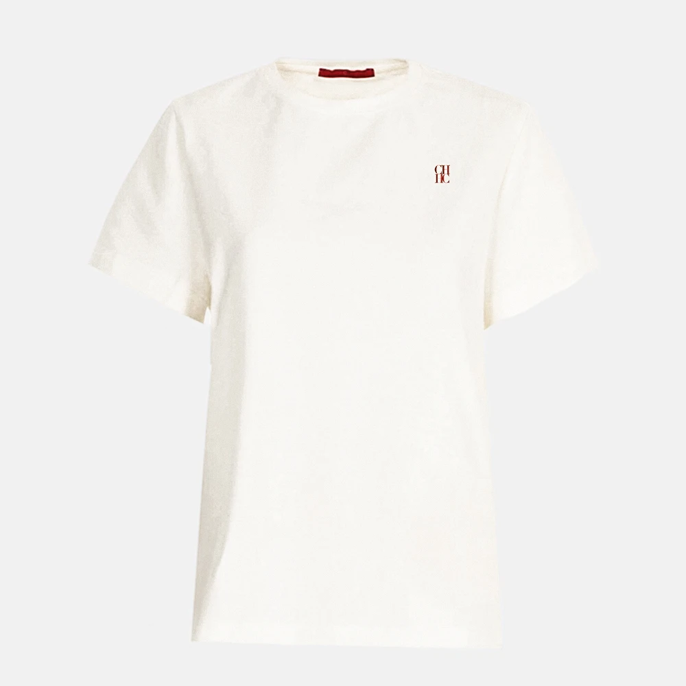 CHCH Women T-Shirts Short Sleeved Tees Casual New White Tops Women's Tee Embroidery Fashion Ladies Cotton Shirts Women Tees Tops