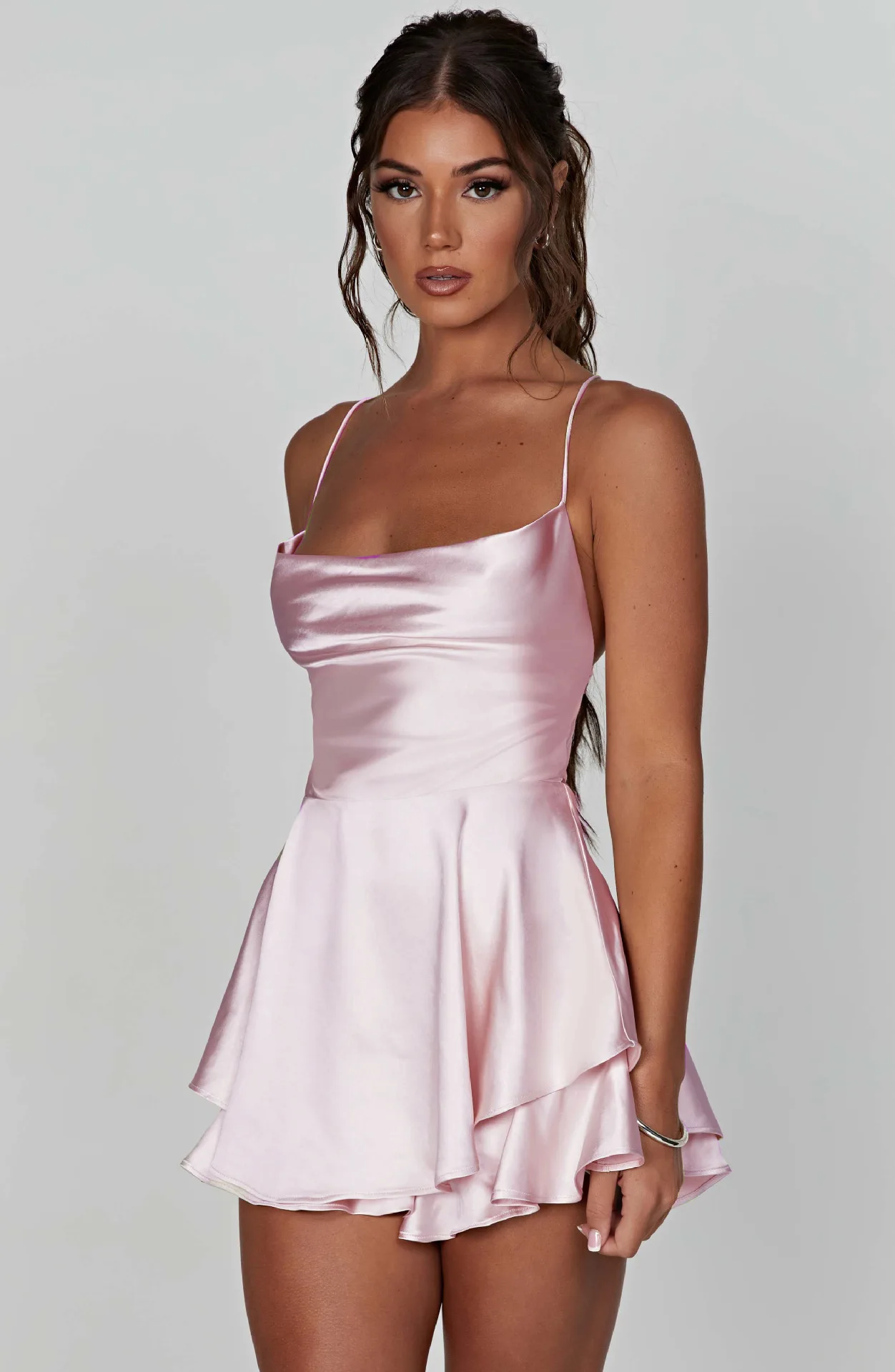 2024 Summer New Sexy Slim Fit and Slim Off Back Solid Color Suspended Dress and Pants