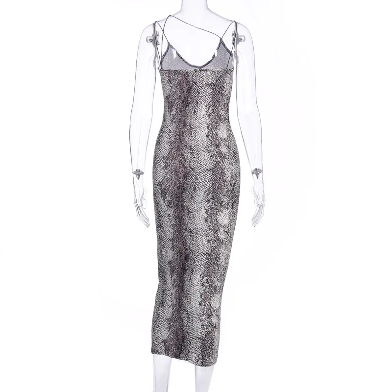 leopard print sleeveless V-neck sexy midi dress spring women fashion streetwear Christmas party outfits