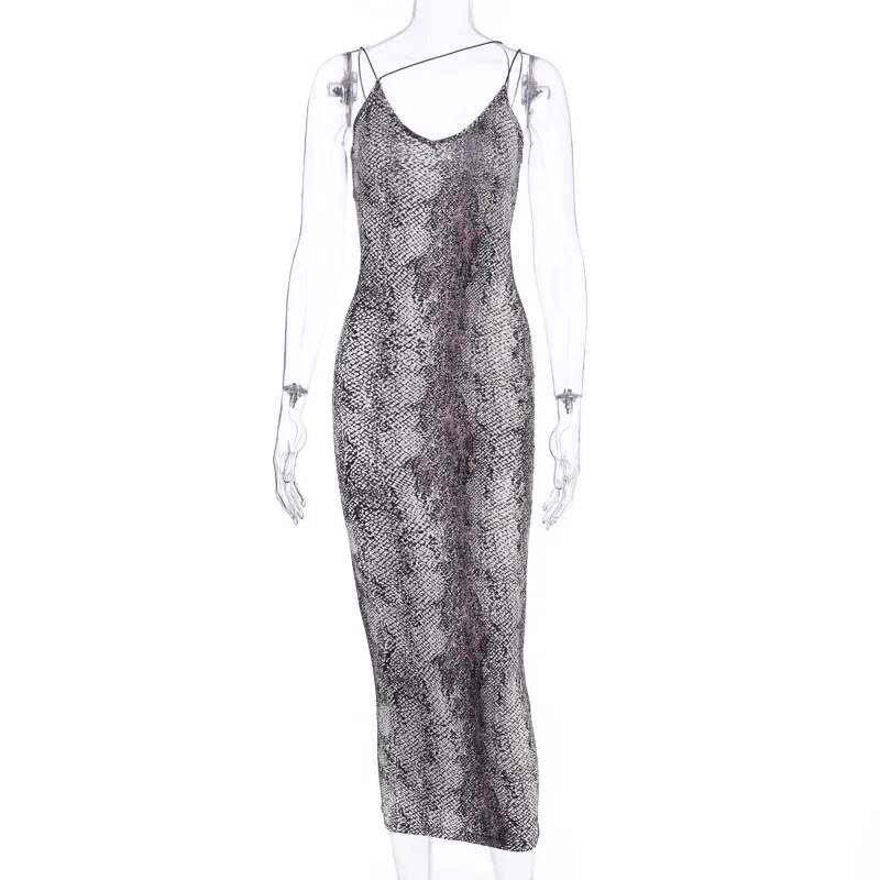 leopard print sleeveless V-neck sexy midi dress spring women fashion streetwear Christmas party outfits