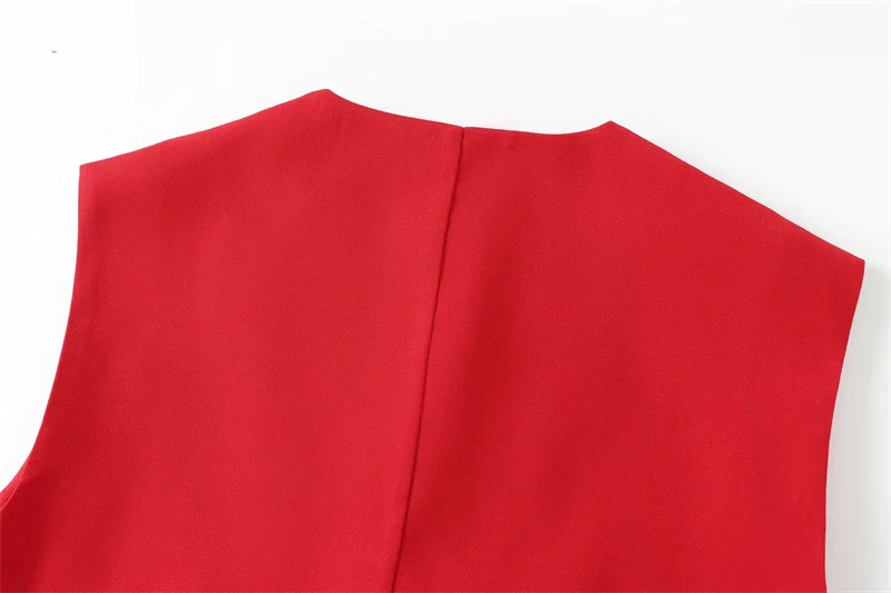 MUJER Red Sleeveless Vest Woman Button Black White Cropped Vest Women Summer Casual Short Coats Waistcoat Women's Fashion Vests