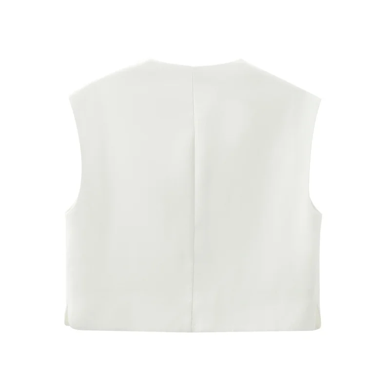 MUJER Red Sleeveless Vest Woman Button Black White Cropped Vest Women Summer Casual Short Coats Waistcoat Women's Fashion Vests