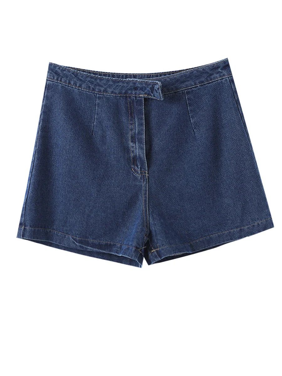 Summer Women's Denim Shorts Sleeveless High Waist Wide Leg Shorts A-Line Hot Pants Lady Jeans Bottoms Shorts Casual Style Jeans