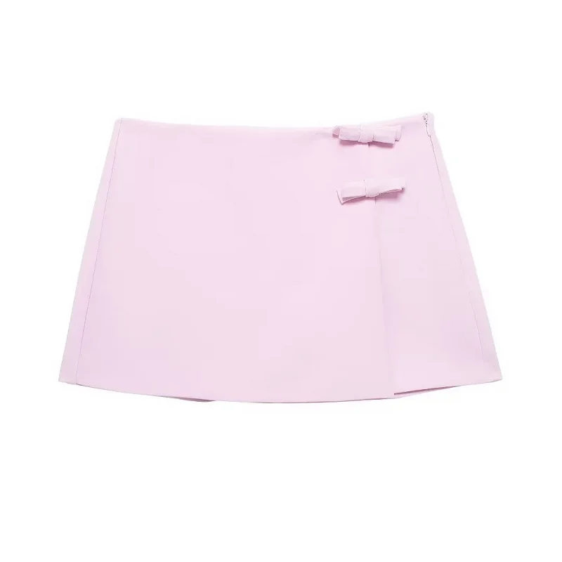 HXAO Bow Two Piece Set Backless Halter Women Top And Mid Waist Lady Skirt New In 2024 Summer Fashion Casual Office Lady Set