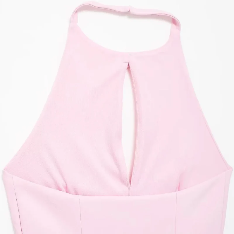 HXAO Bow Two Piece Set Backless Halter Women Top And Mid Waist Lady Skirt New In 2024 Summer Fashion Casual Office Lady Set