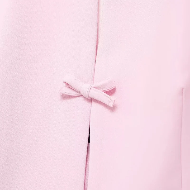 HXAO Bow Two Piece Set Backless Halter Women Top And Mid Waist Lady Skirt New In 2024 Summer Fashion Casual Office Lady Set