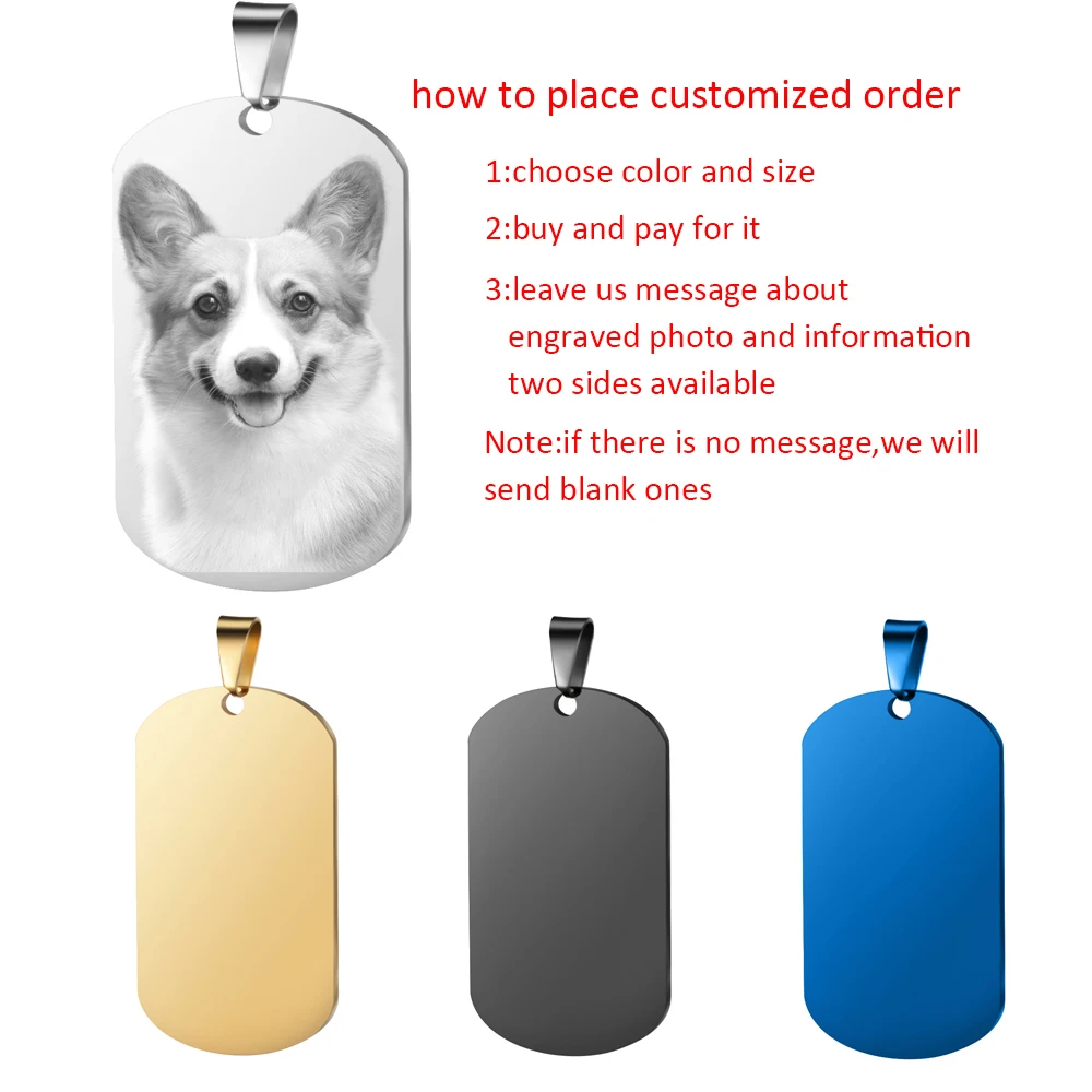 Custom Pictures Photo Necklace for Women Stainless Steel Engrave Family Name Plate Neck Pendant Dog ID name Tag Gifts Punk Rock