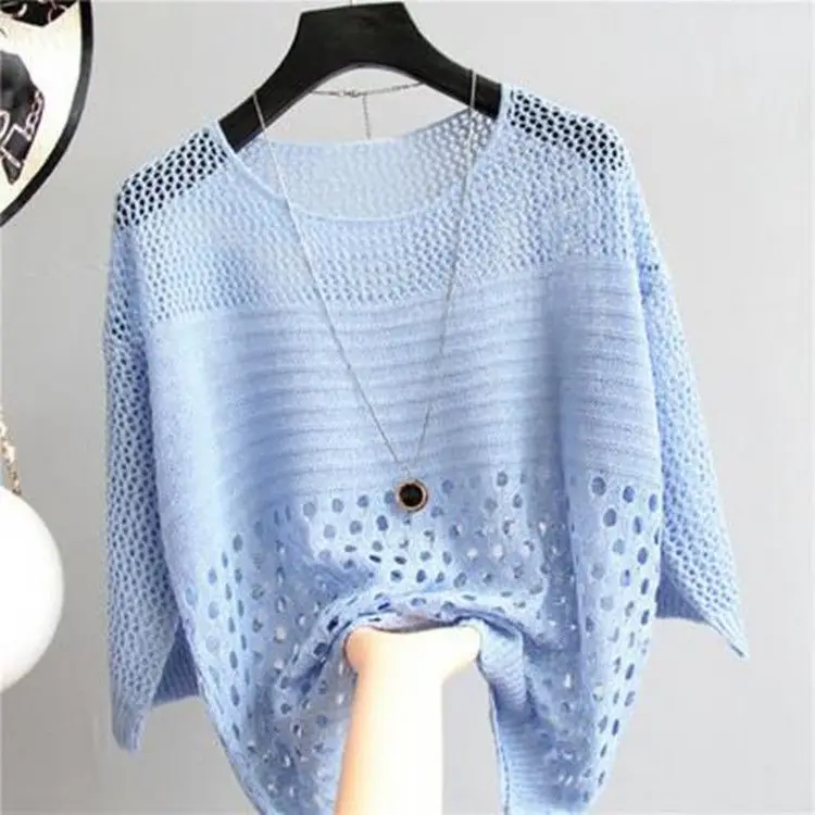 Spring and Summer New Ice Silk Knitted Vest Top Hollow Out Thin Bottoming Sling Streetwear Womens Clothing White Shirt 13686