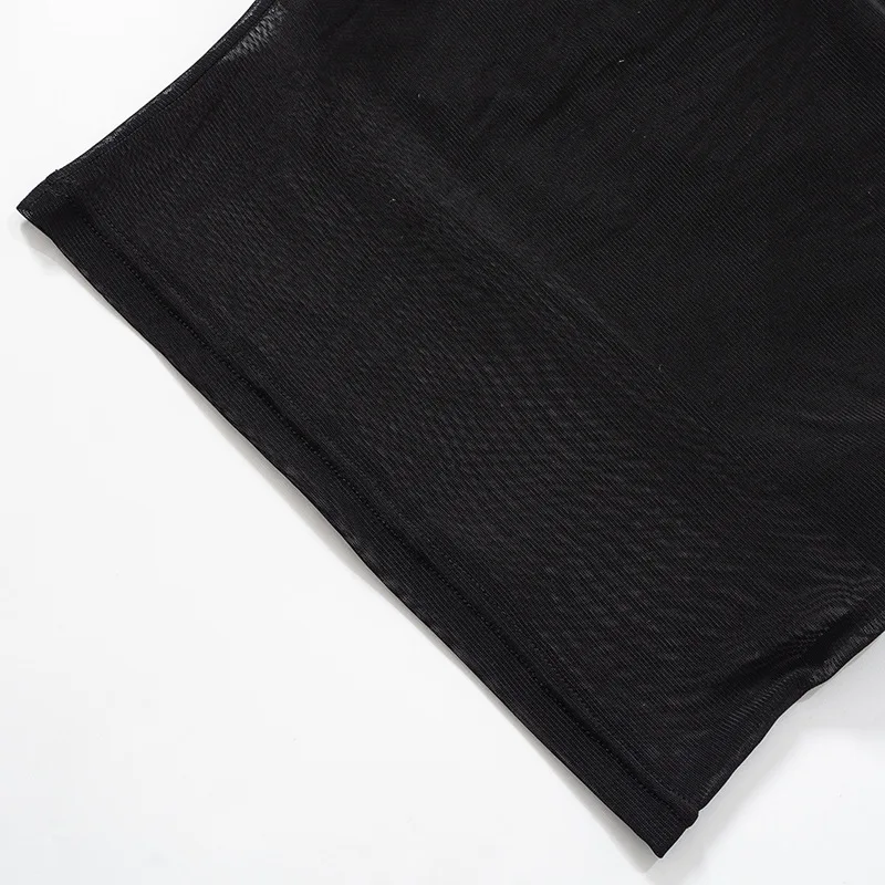 Mesh Corset Black Crop Top Women Patchwork Tube Top Sexy Sleeveless Off Shoulder Cami Summer Streetwear Slim Strapless Tank Tops