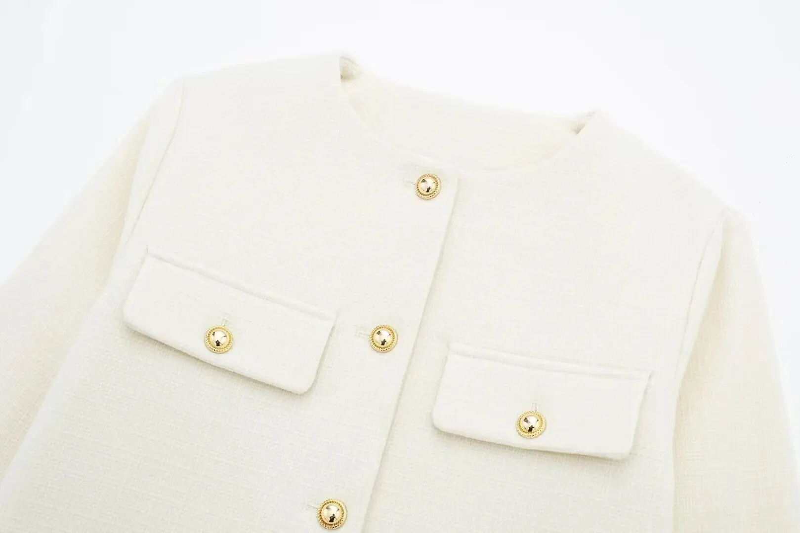 HH 2024 Fashion Women Bomber Cropped Jackets Female Golden Button Blazer Spring Women's Chic Streetwear Outwear Top