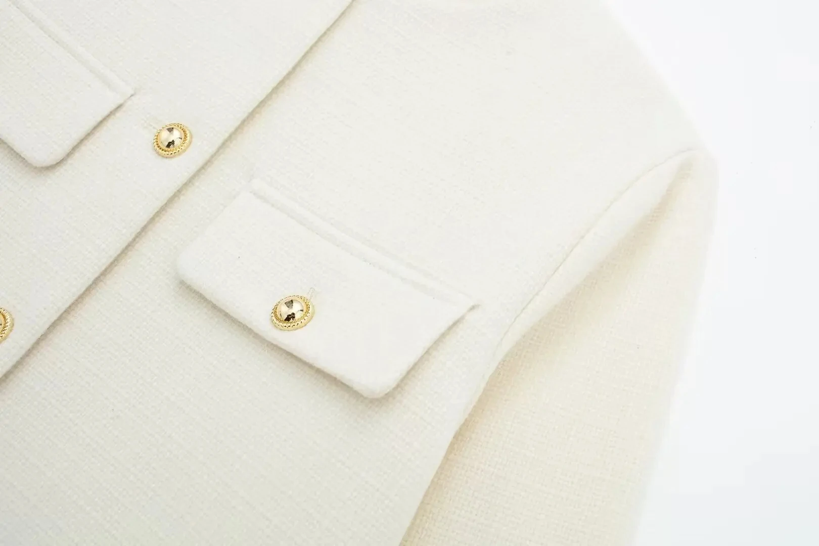HH 2024 Fashion Women Bomber Cropped Jackets Female Golden Button Blazer Spring Women's Chic Streetwear Outwear Top
