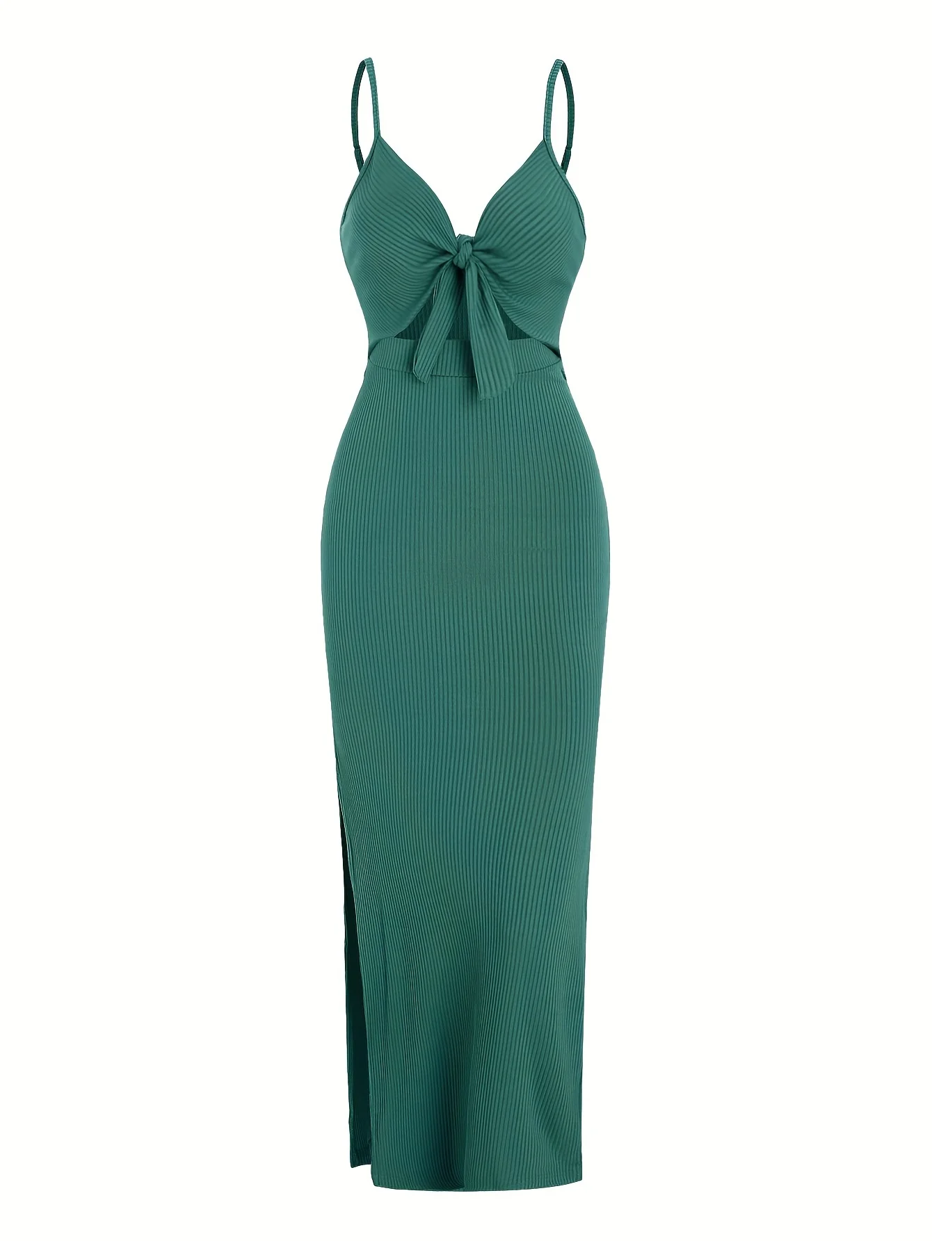 Europe and America Knit Simple Sleeveless Suspender Dress in Spring and Summer, Leaking Back and sexy Long Skirt with Neck.