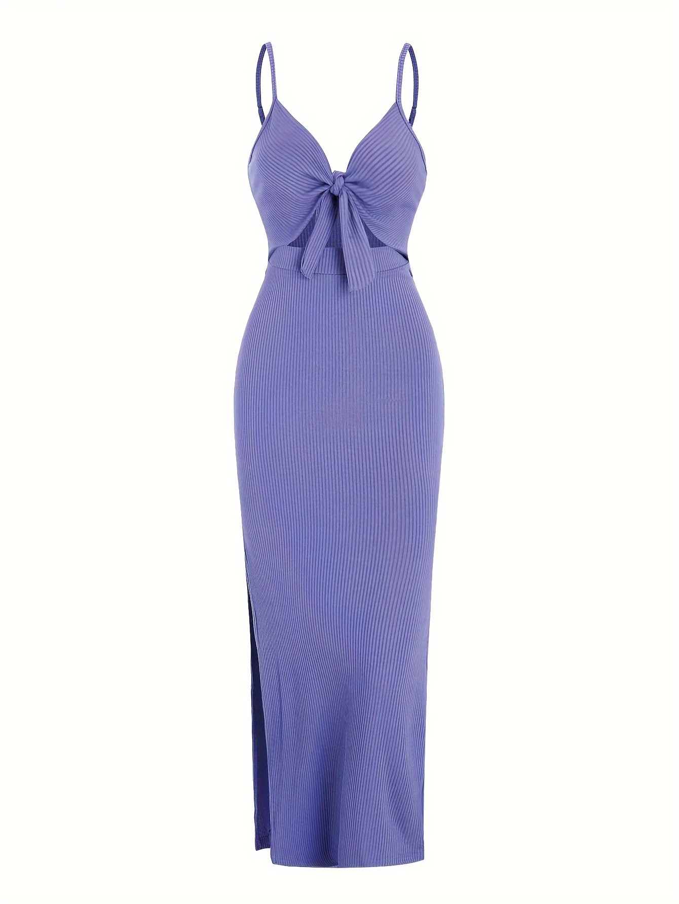 Europe and America Knit Simple Sleeveless Suspender Dress in Spring and Summer, Leaking Back and sexy Long Skirt with Neck.
