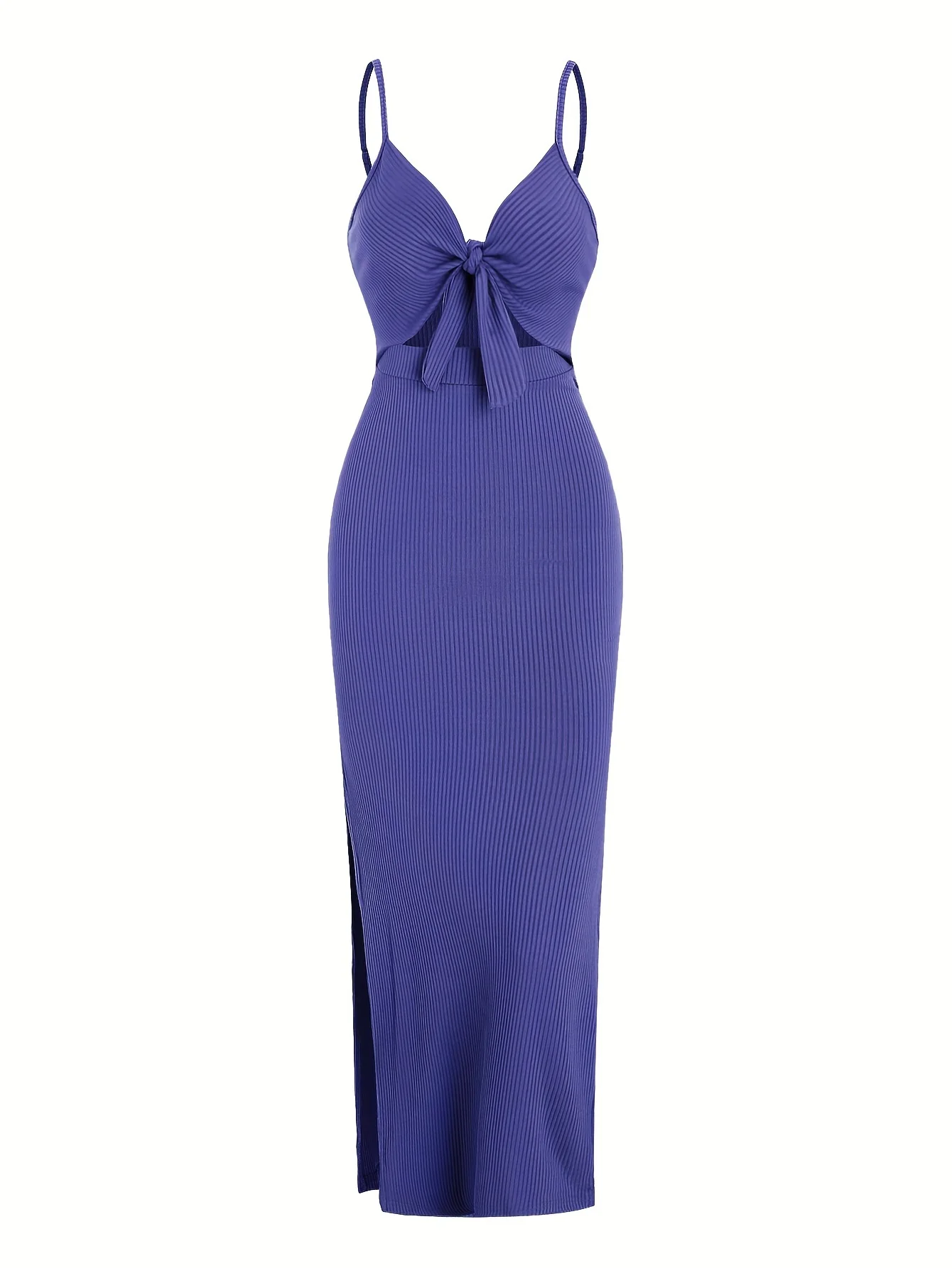 Europe and America Knit Simple Sleeveless Suspender Dress in Spring and Summer, Leaking Back and sexy Long Skirt with Neck.